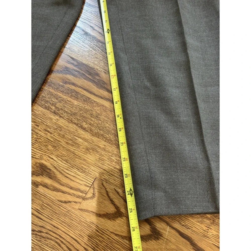 Chanel Vintage 1990 Gray Linen Trousers High Waisted Gold Logo Pocket Buttons 36